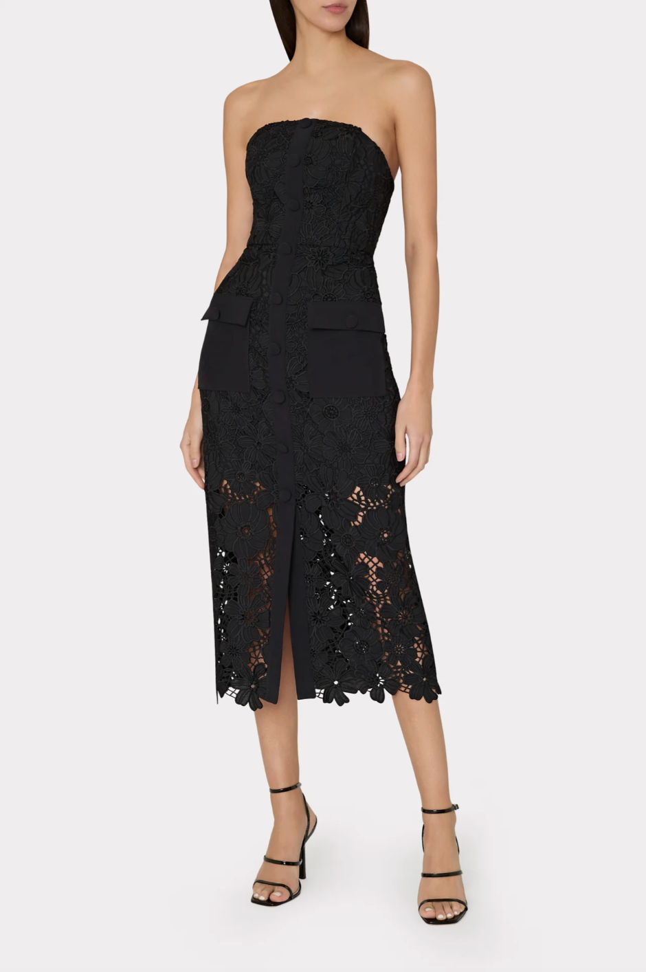 Adrienne Roja Lace Midi Dress - Black by Milly | 25 South Boutiques