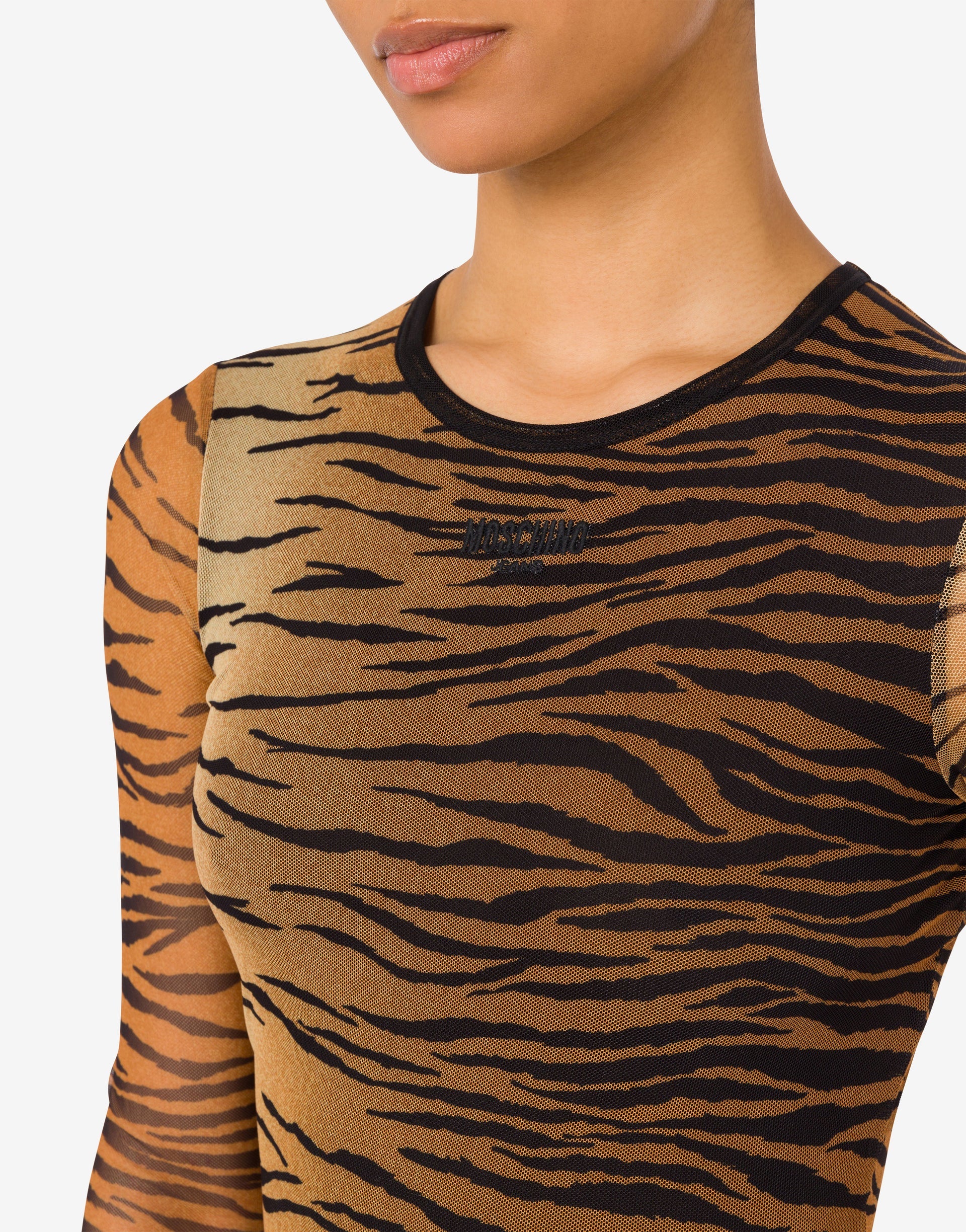 Printed Tulle Dress - Brown by Moschino — view 3