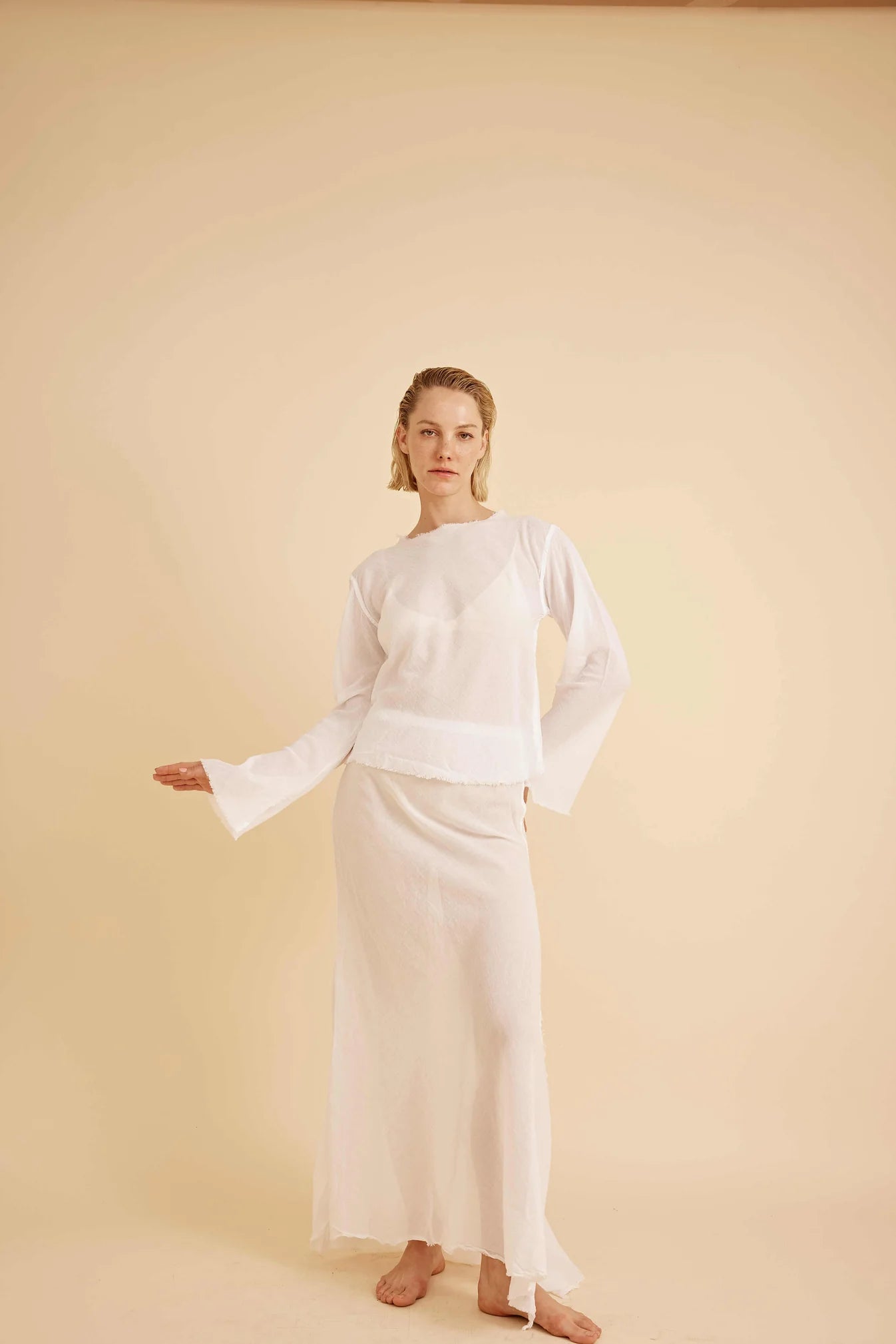 Jennifer Gauze Maxi Skirt - White by ALL III | 25 South Boutiques