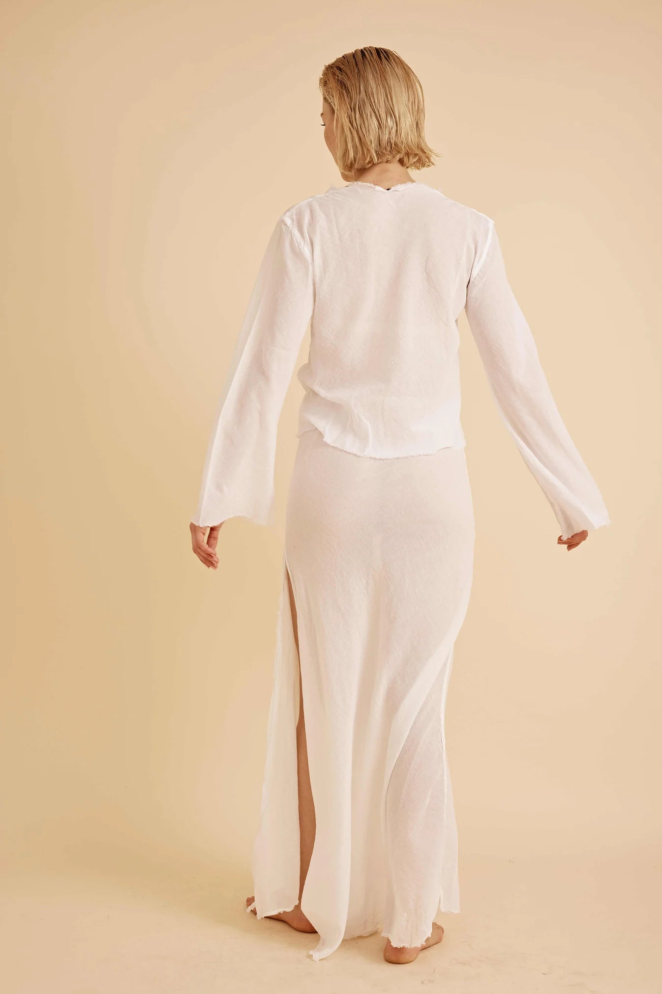 Jennifer Gauze Maxi Skirt - Bone by ALL III — view 3