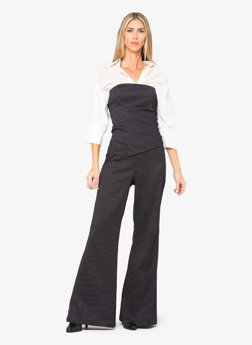 Oslo High Rise Wide Leg Trousers - Midnight by Just Bee Queen | 25 South Boutiques