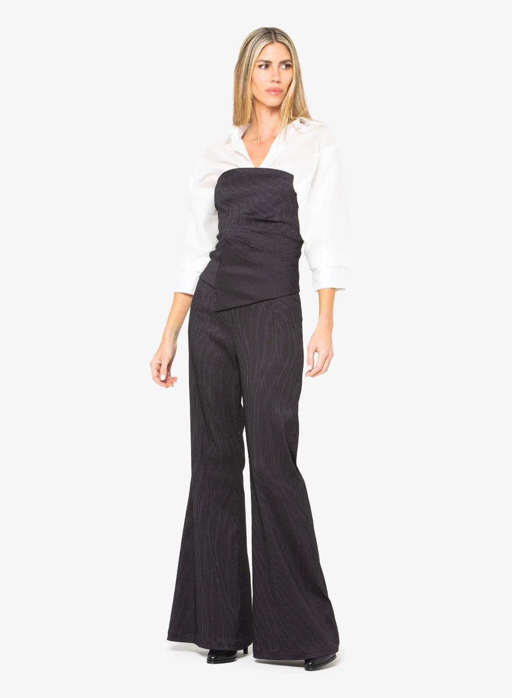 Oslo High Rise Wide Leg Trousers - Midnight by Just Bee Queen — alternate view