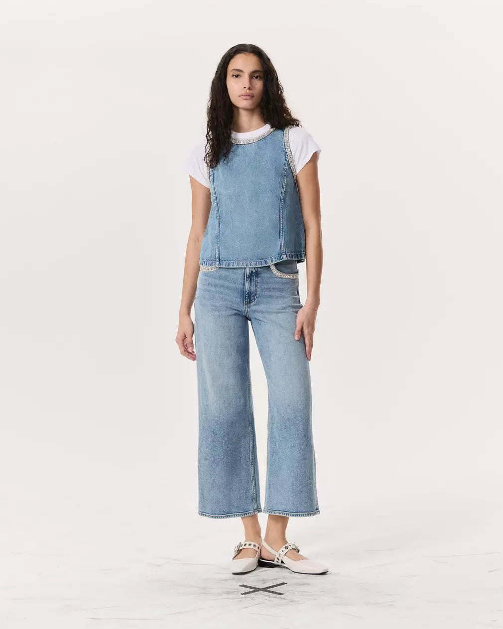 Andi Embellished Ankle-Length Wide-Leg Jeans - Pacific Jewel by Rag & Bone | 25 South Boutiques