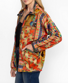 Joan Zip Reversible Sherpa Jacket - Tie Dye Scarf Print by Johnny Was — view 3