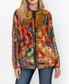 Joan Zip Reversible Sherpa Jacket - Tie Dye Scarf Print by Johnny Was — view 4
