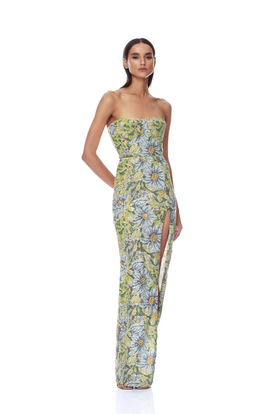 Valentina Paillette Veronica Maxi Dress - Yellow Multi by Bronx And Banco | 25 South Boutiques