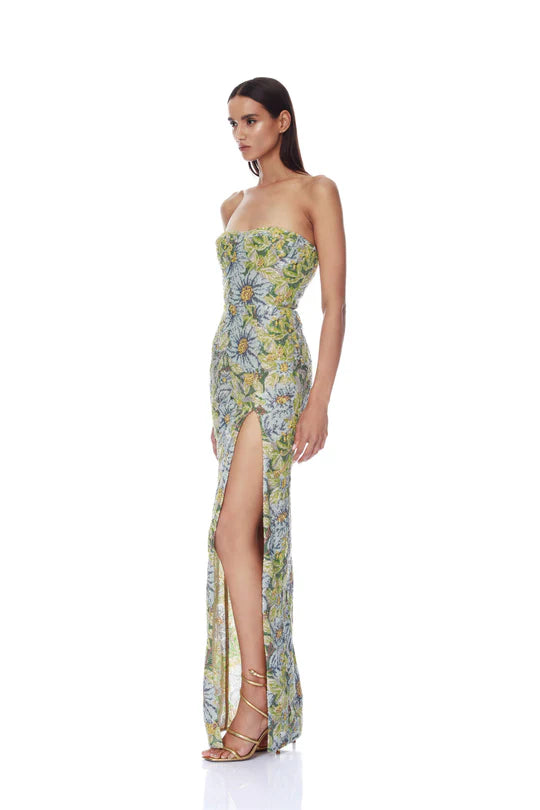 Valentina Paillette Veronica Maxi Dress - Yellow Multi by Bronx And Banco — alternate view