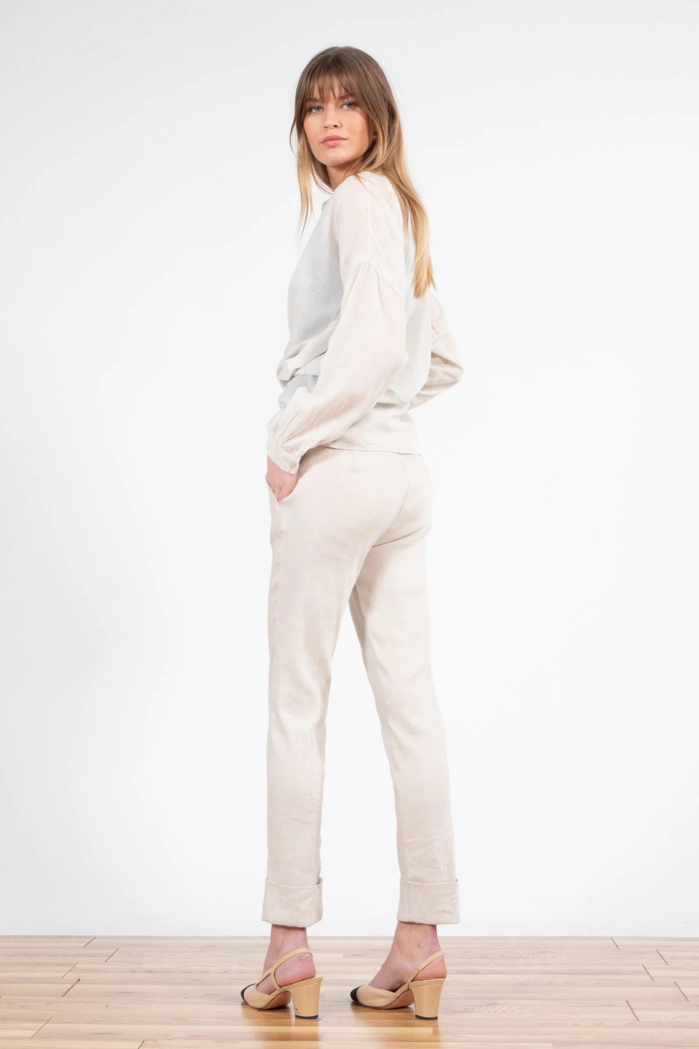Ben Linen Pant - Oatmeal by Avenue Montaigne — view 3