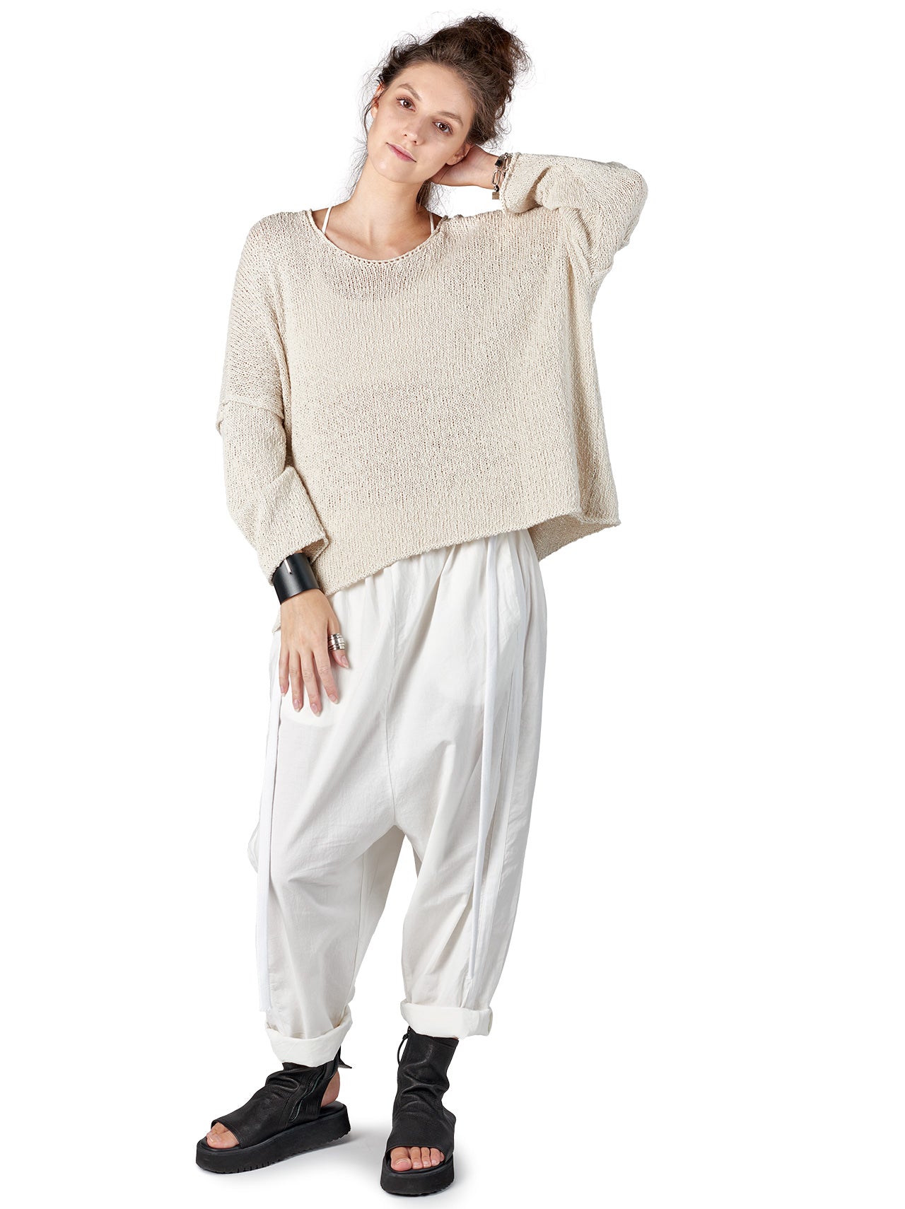 Bima Knit Sweater - White Sand by Studio B3 — view 3