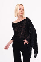 Bombay Distressed Cotton Hemp Zip Poncho - Black by Elaine Kim | 25 South Boutiques