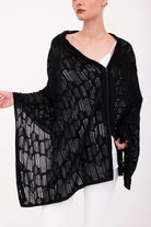 Bombay Distressed Cotton Hemp Zip Poncho - Black by Elaine Kim — alternate view