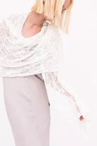 Bombay Distressed Cotton Hemp Zip Poncho - White by Elaine Kim — alternate view