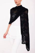 Bombay Distressed Cotton Hemp Zip Poncho - Black by Elaine Kim — view 3