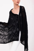 Bombay Distressed Cotton Hemp Zip Poncho - Black by Elaine Kim — view 4