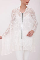 Bombay Distressed Cotton Hemp Zip Poncho - White by Elaine Kim — view 3
