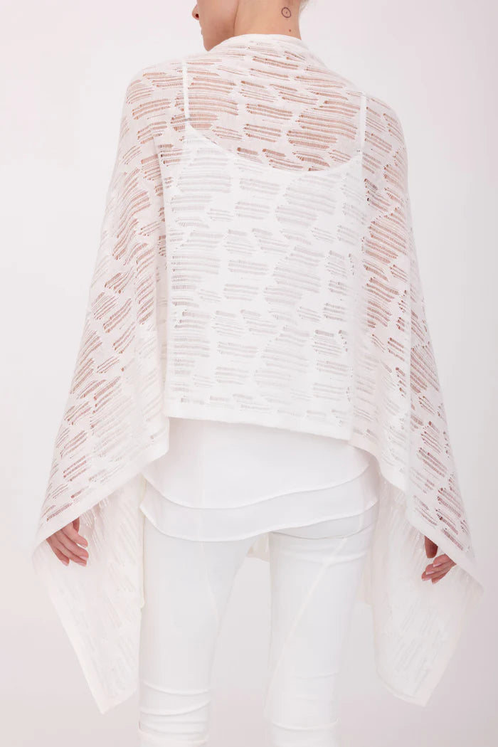 Bombay Distressed Cotton Hemp Zip Poncho - White by Elaine Kim — view 5