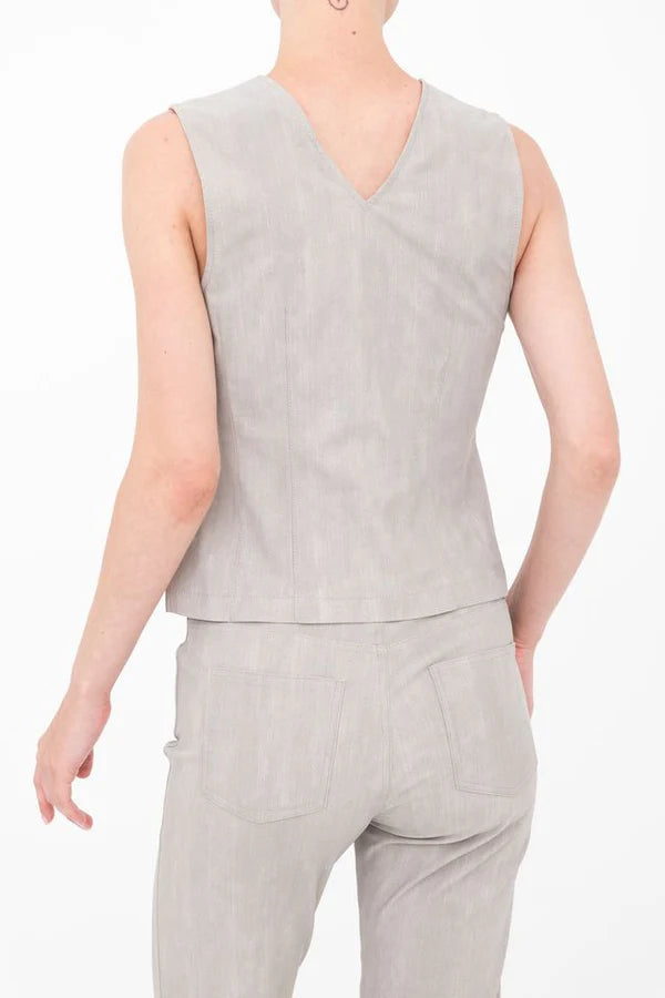 Bailee Double V Neck Jean Tank - Ash by Elaine Kim — alternate view
