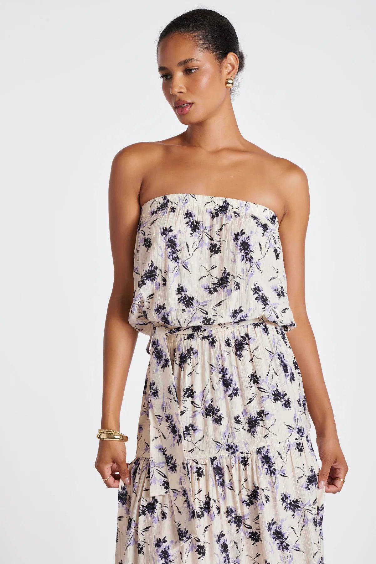Serafina Strapless Dress - Iris Print by Bishop + Young — view 3