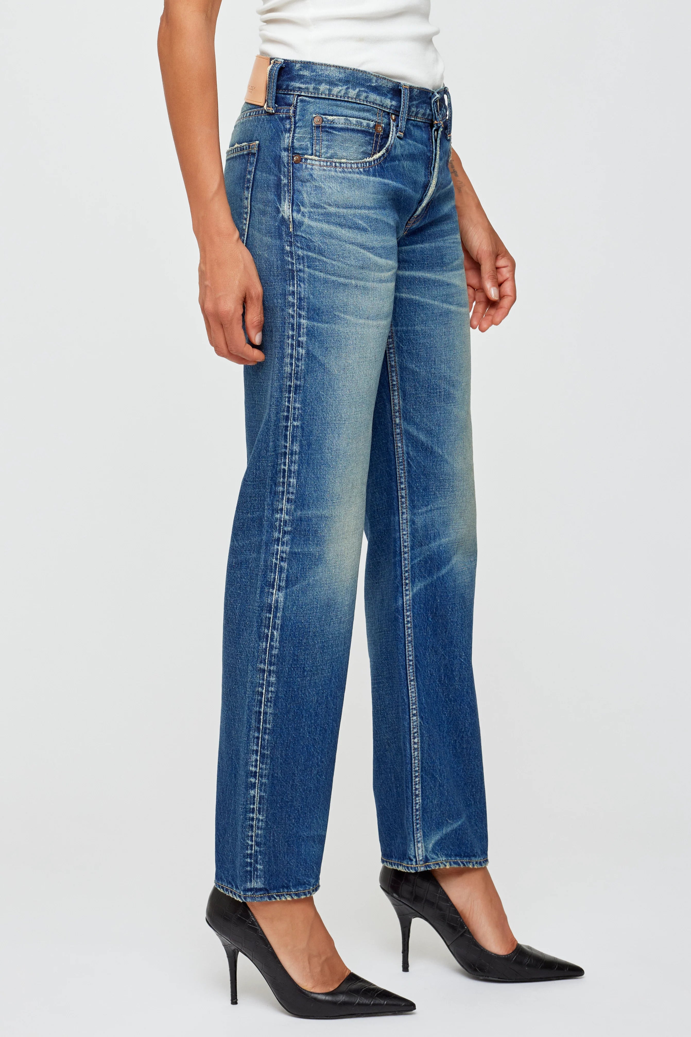 Minneola Low Rise Straight - Dark Blue by Moussy — alternate view