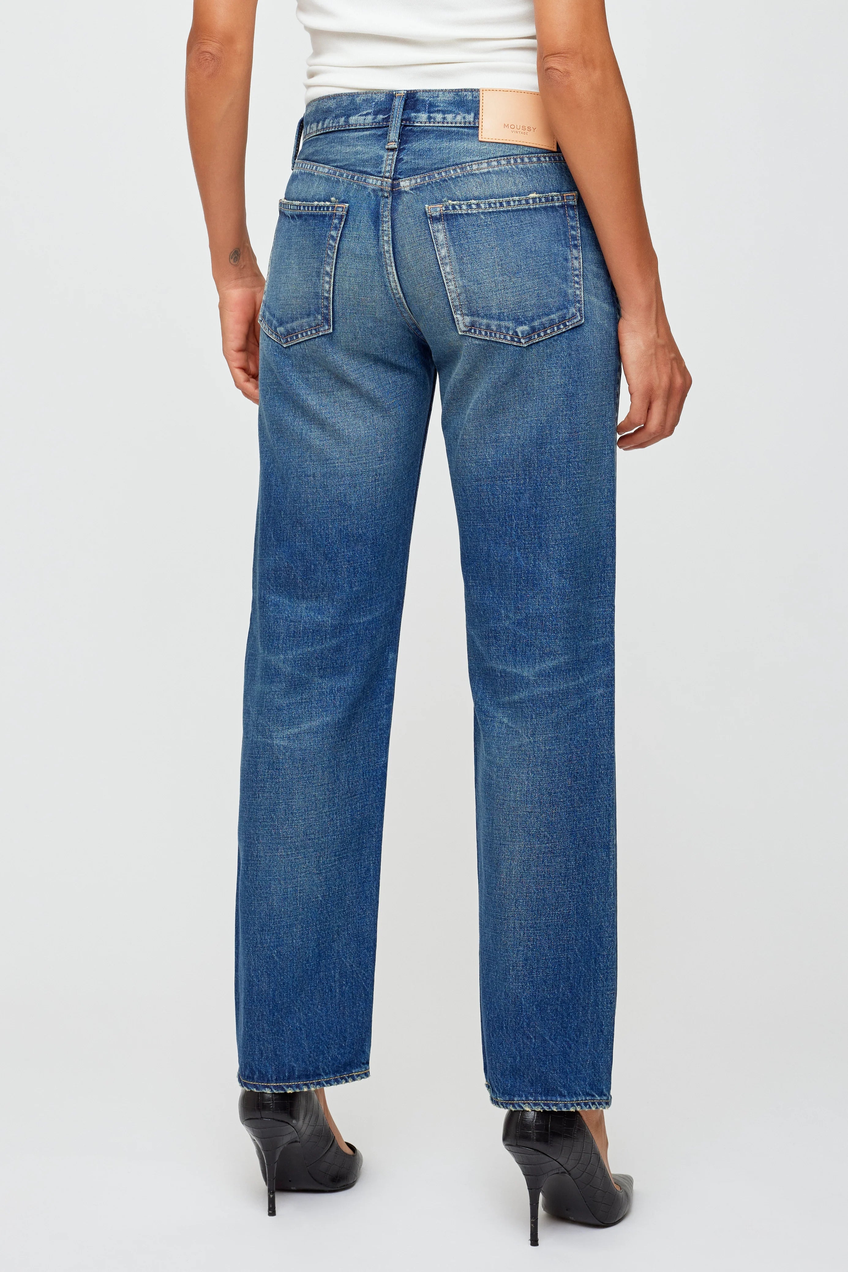 Minneola Low Rise Straight - Dark Blue by Moussy — view 3