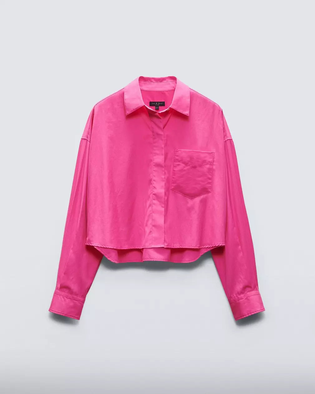 Beatrice Cotton Poplin Crop Shirt - Bright Pink by Rag & Bone — view 5