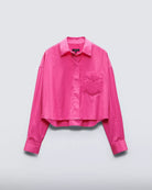 Beatrice Cotton Poplin Crop Shirt - Bright Pink by Rag & Bone — view 5