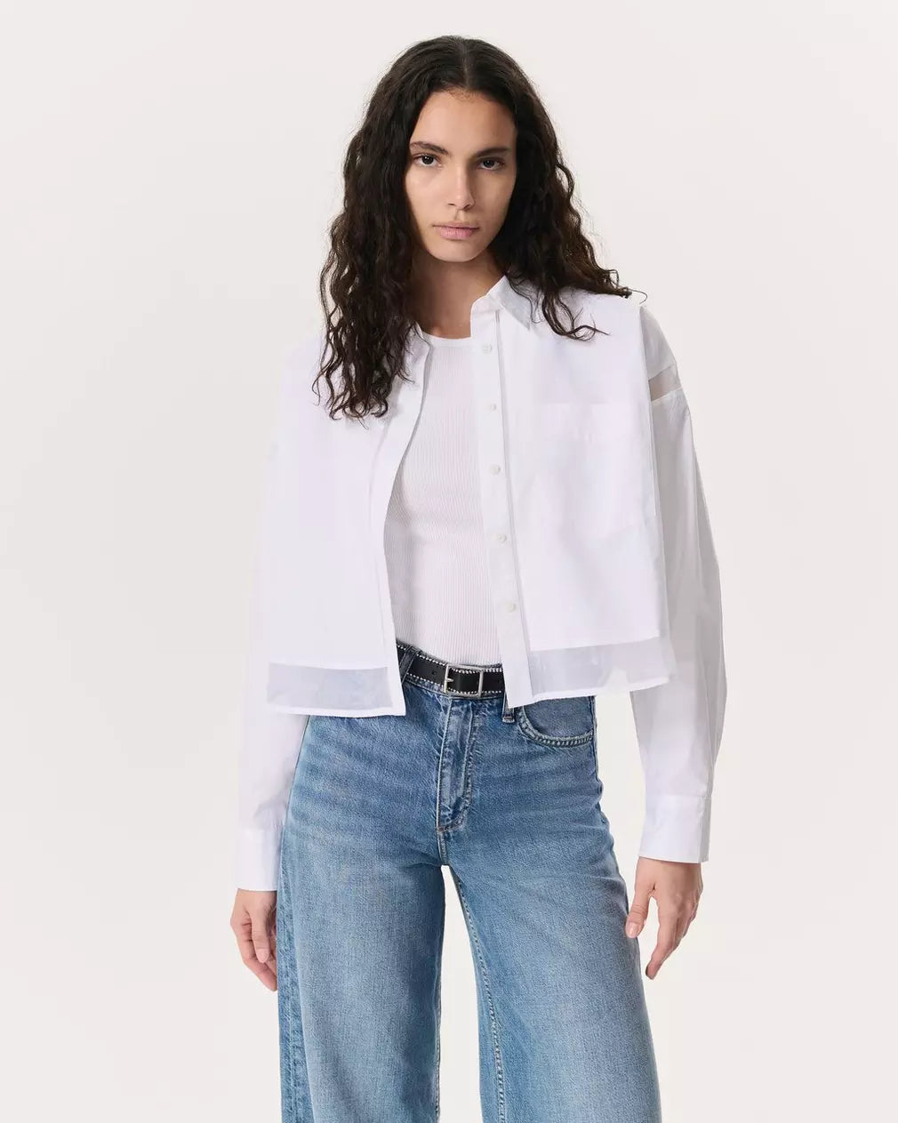 Beatrice Cropped Poplin-Organza Shirt - White by Rag & Bone | 25 South Boutiques