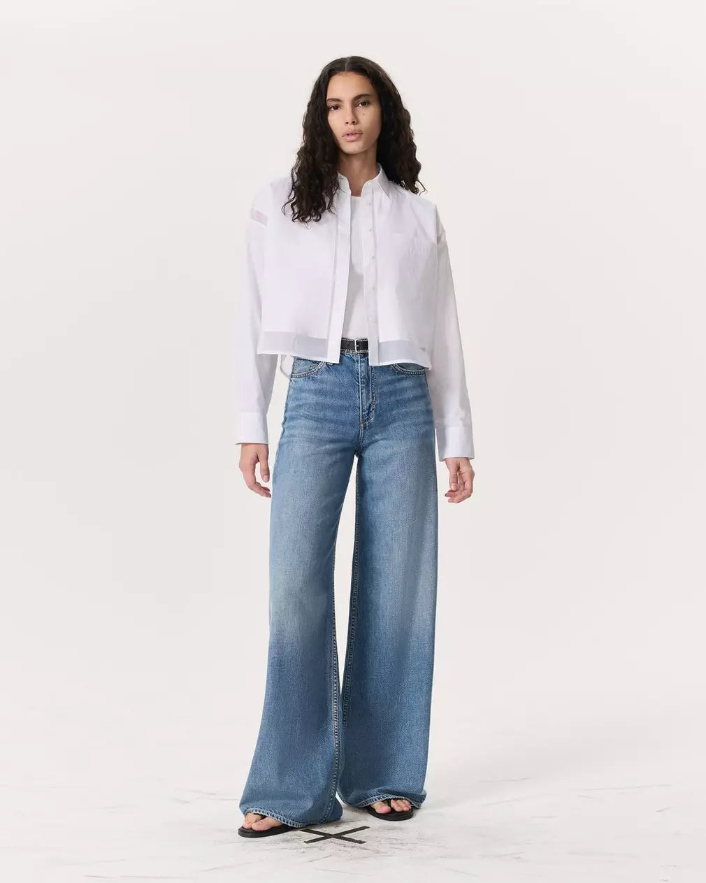 Beatrice Cropped Poplin-Organza Shirt - White by Rag & Bone — view 3