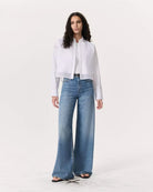Beatrice Cropped Poplin-Organza Shirt - White by Rag & Bone — view 3