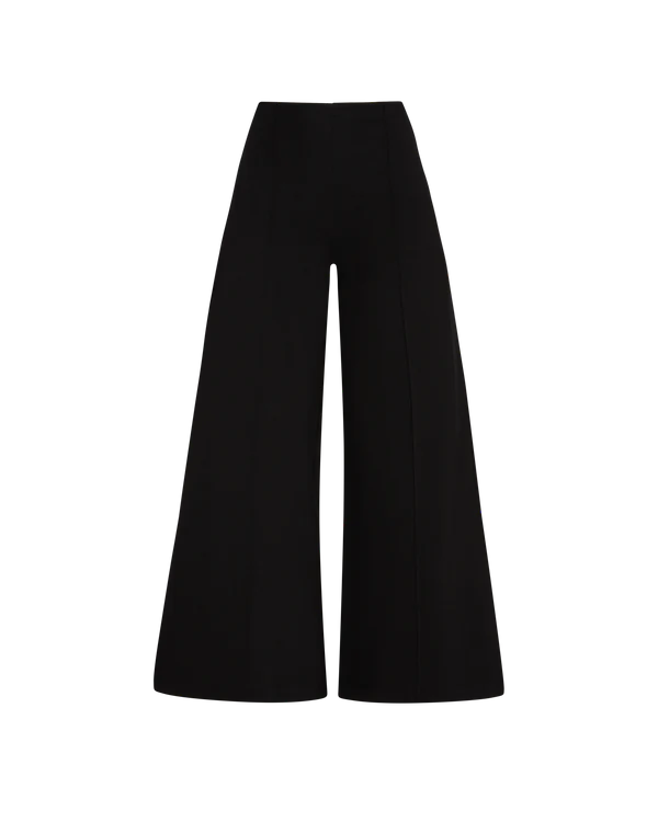 Black Ponte Knit Wide Leg Cropped Pant - Black by Ripley Rader — view 3