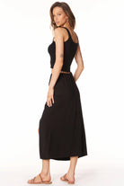 Shirred Skirt w/ Slit - Black by Bobi — view 3