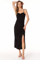 Shirred Skirt w/ Slit - Black by Bobi | 25 South Boutiques