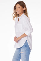 Long Sleeve Button Down Shirt - White by Bobi — view 4