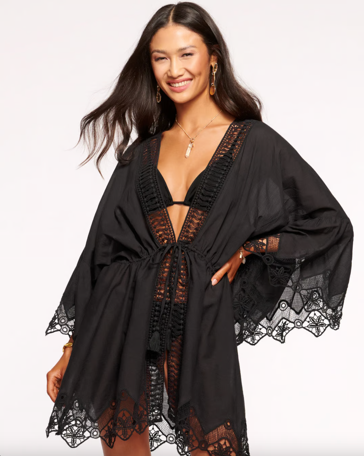 April Lace Coverup Mini Dress - Black by Ramy Brook | 25 South Boutiques