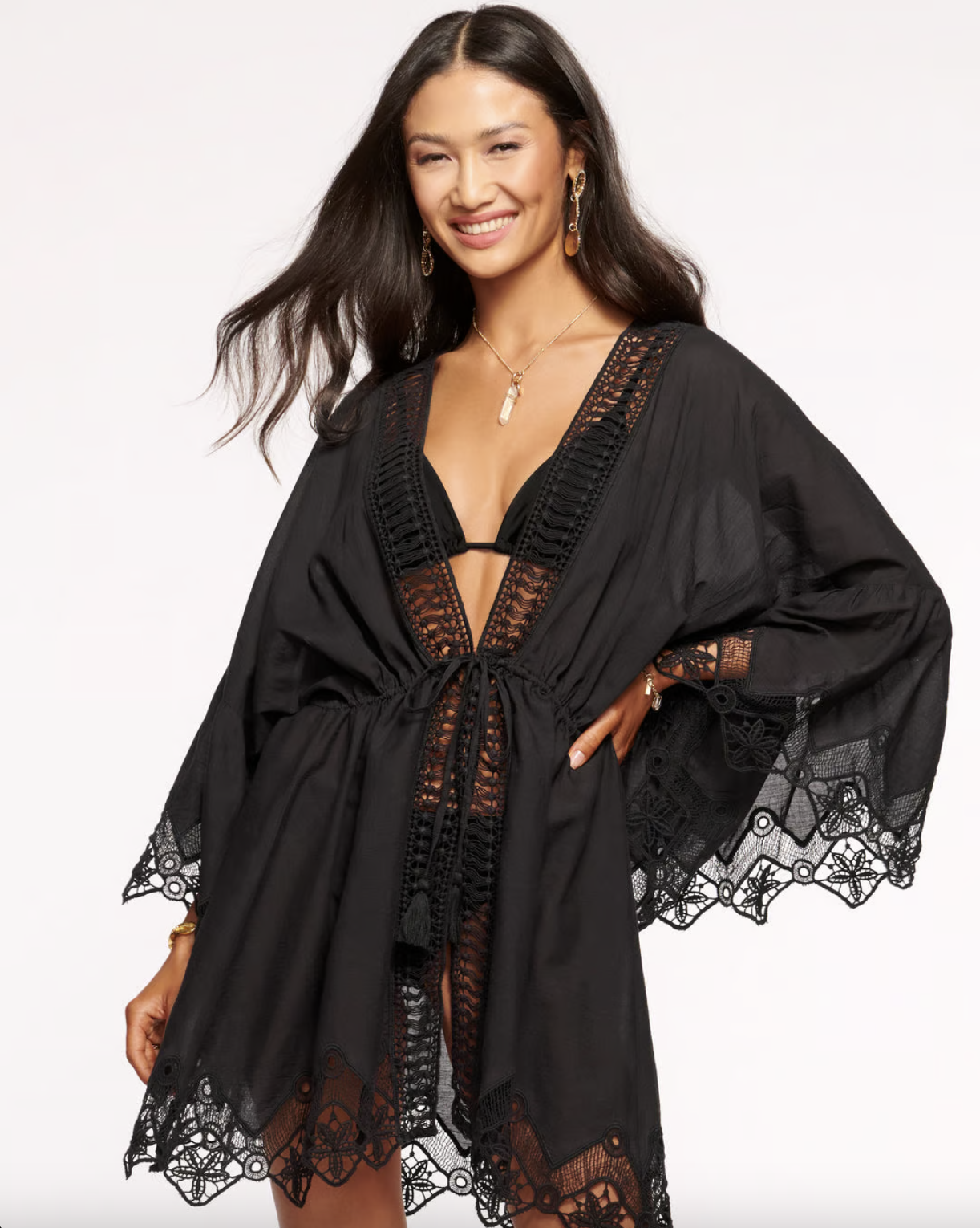 April Lace Coverup Mini Dress - Black by Ramy Brook | 25 South Boutiques