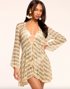 Arrika Crochet Coverup Mini Dress - Gold Crochet by Ramy Brook — alternate view