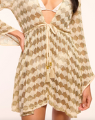 Arrika Crochet Coverup Mini Dress - Gold Crochet by Ramy Brook — view 3