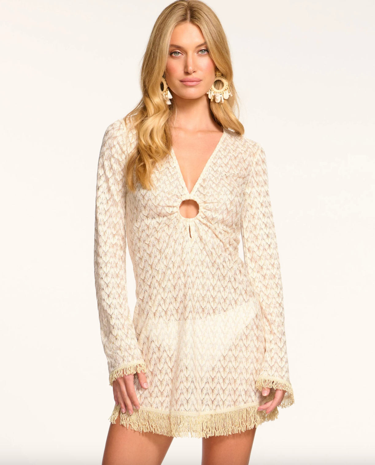 Zig Zag Cassie Coverup Mini Dress - White Zigzag by Ramy Brook — alternate view
