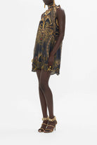 Back Neck Tie Short Dress - Nouveau Noir by Camilla — view 3
