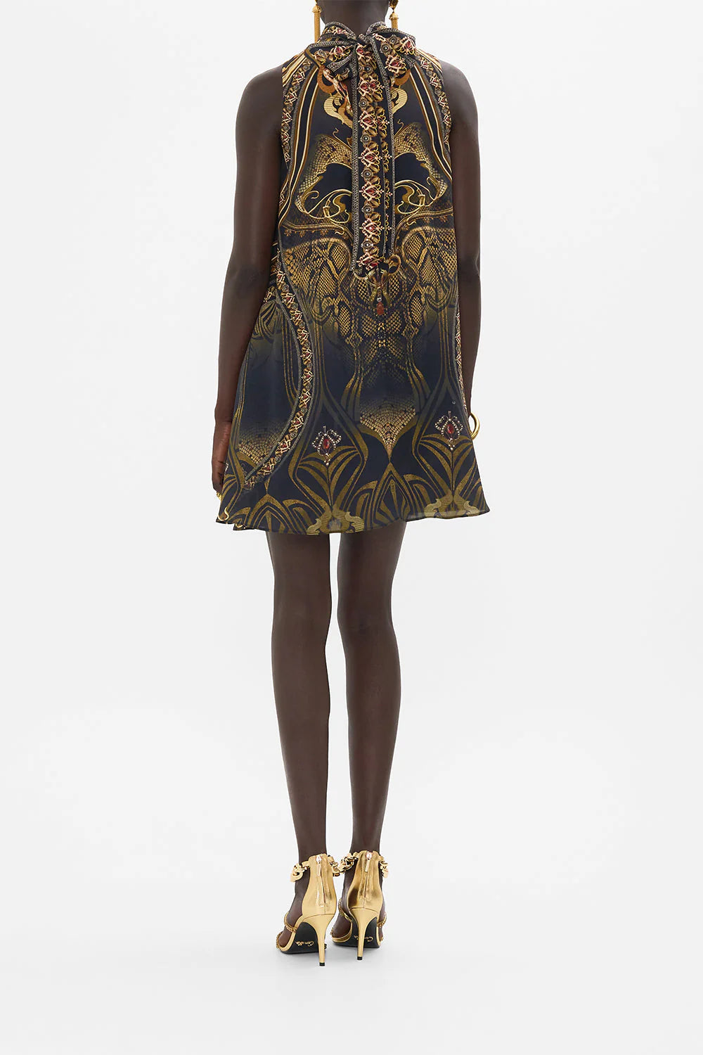 Back Neck Tie Short Dress - Nouveau Noir by Camilla — view 4