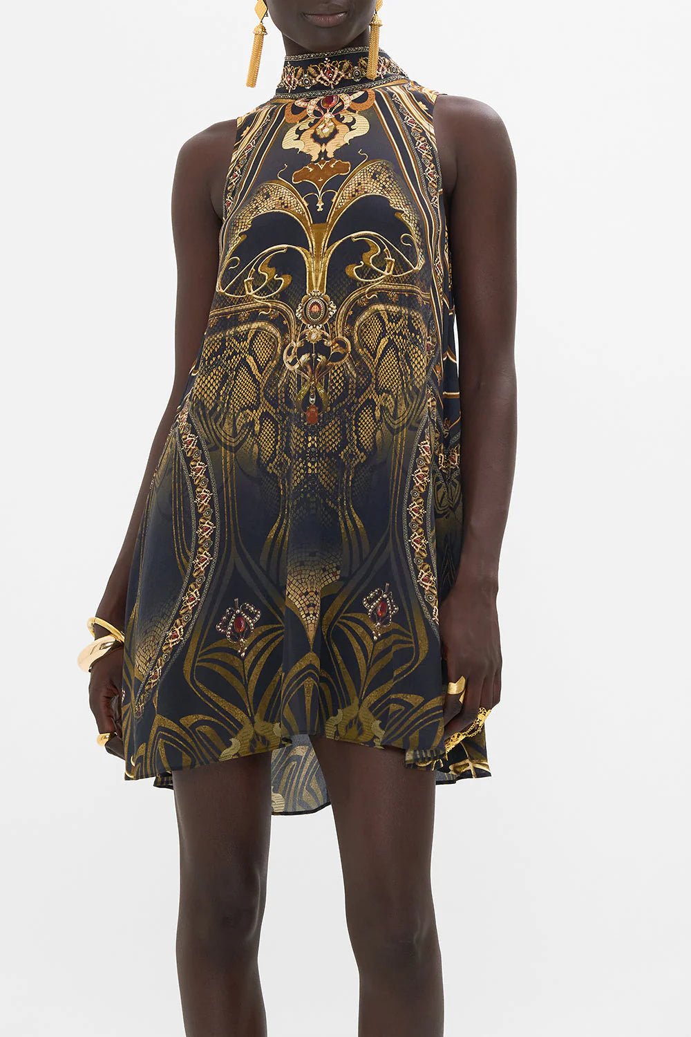 Back Neck Tie Short Dress - Nouveau Noir by Camilla — alternate view