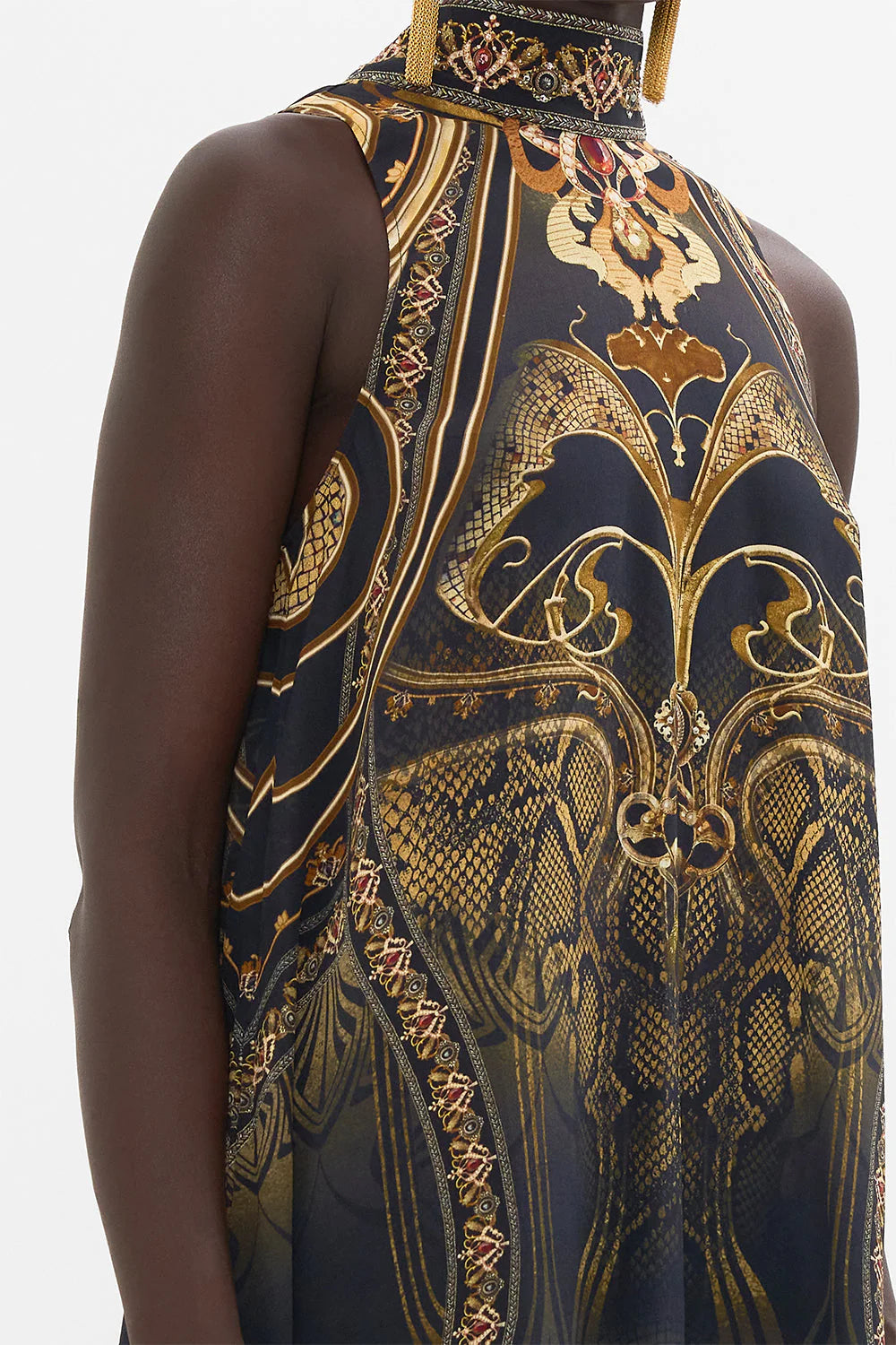 Back Neck Tie Short Dress - Nouveau Noir by Camilla — view 5