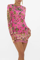 Asymmetrical Draped Long Sleeve Short Dress - Song of the Scarab by Camilla — alternate view