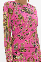 Asymmetrical Draped Long Sleeve Short Dress - Song of the Scarab by Camilla — view 3