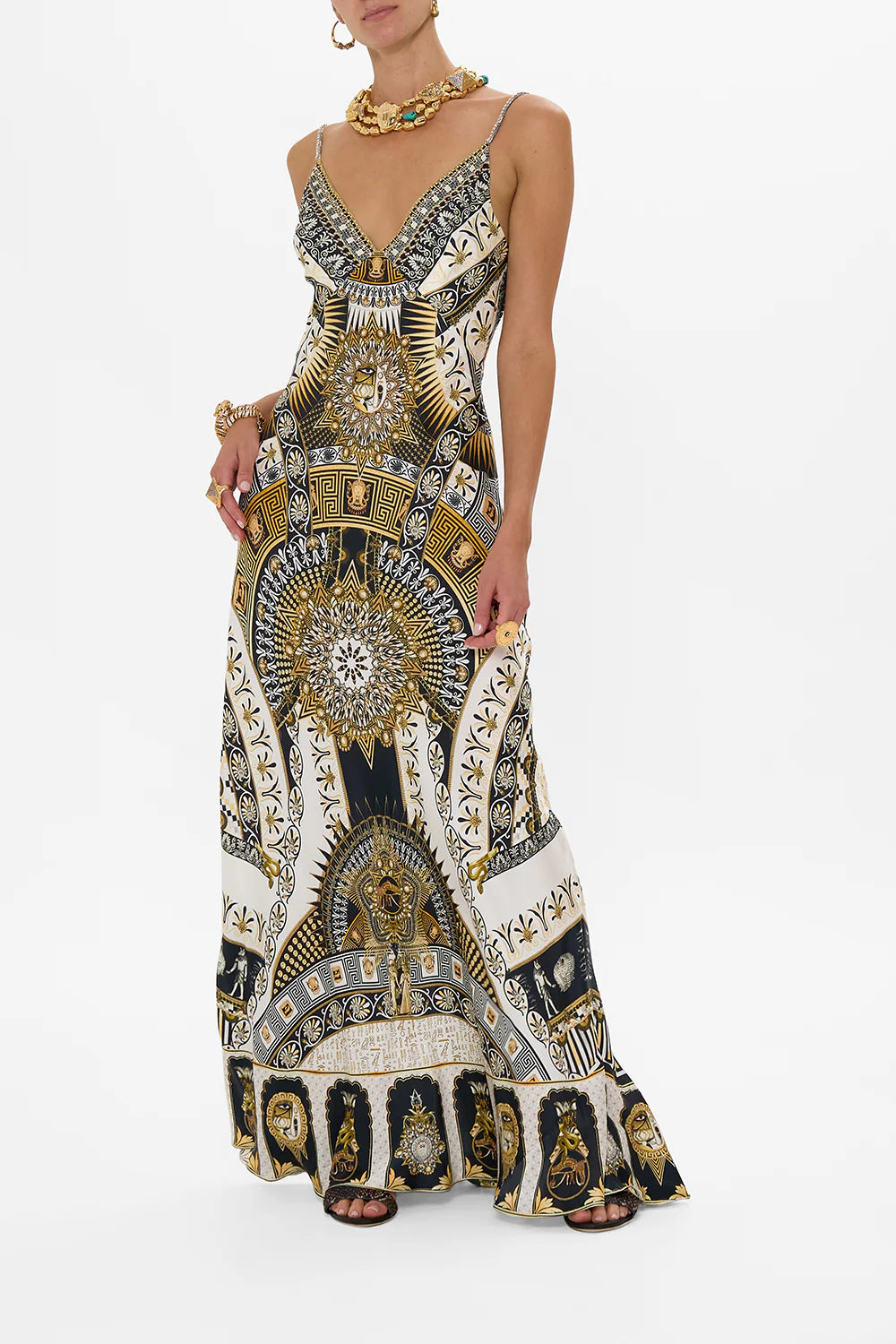 V Neck Long Bias Slip Dress - The Temples of Dendara by Camilla | 25 South Boutiques