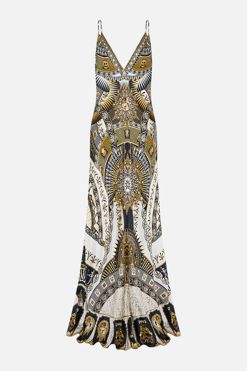 V Neck Long Bias Slip Dress - The Temples of Dendara by Camilla — view 5