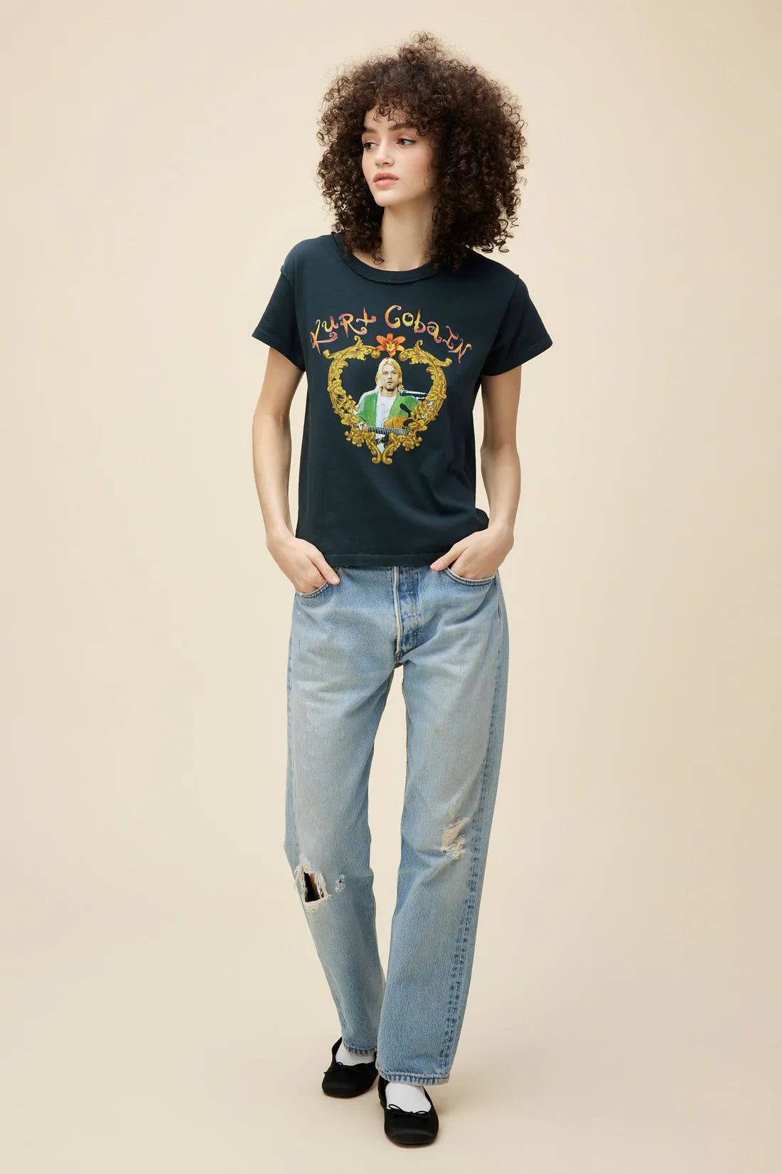 Kurt Cobain Heart Frame Reverse GF Tee - Vintage Black by DayDreamer — alternate view