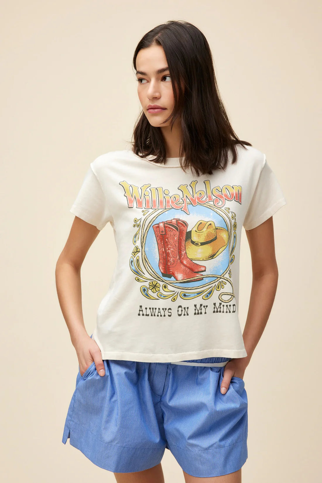 Willie Nelson Paisley Tee - Dirty White by DayDreamer | 25 South Boutiques