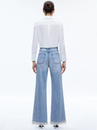 Willa Embellished Placket Top - Off White by Alice & Olivia — view 4