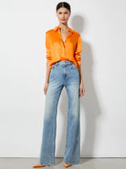 Willa Placket Top - Orange Blaze by Alice & Olivia — view 3
